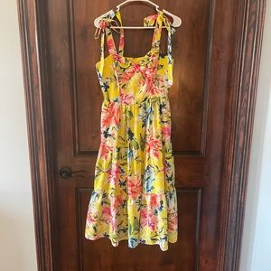 Eliza J yellow floral sundress with cute bow bodice. Sz 8